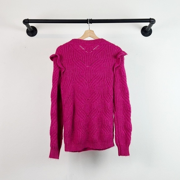 NWT Mini Boden Big Girls Cable Knit Frill Ruffle Alpaca Blend Sweater Pink - Picture 4 of 5